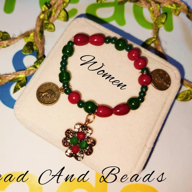 Mahroon  & Green Stone antique Bracelet