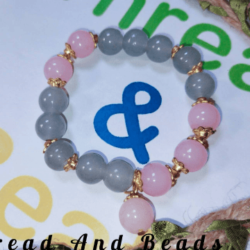 Grey & Pink semi stone Bracelate