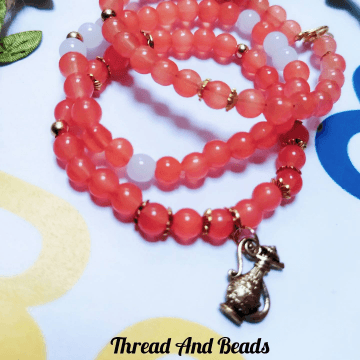 Peach & white semi stone